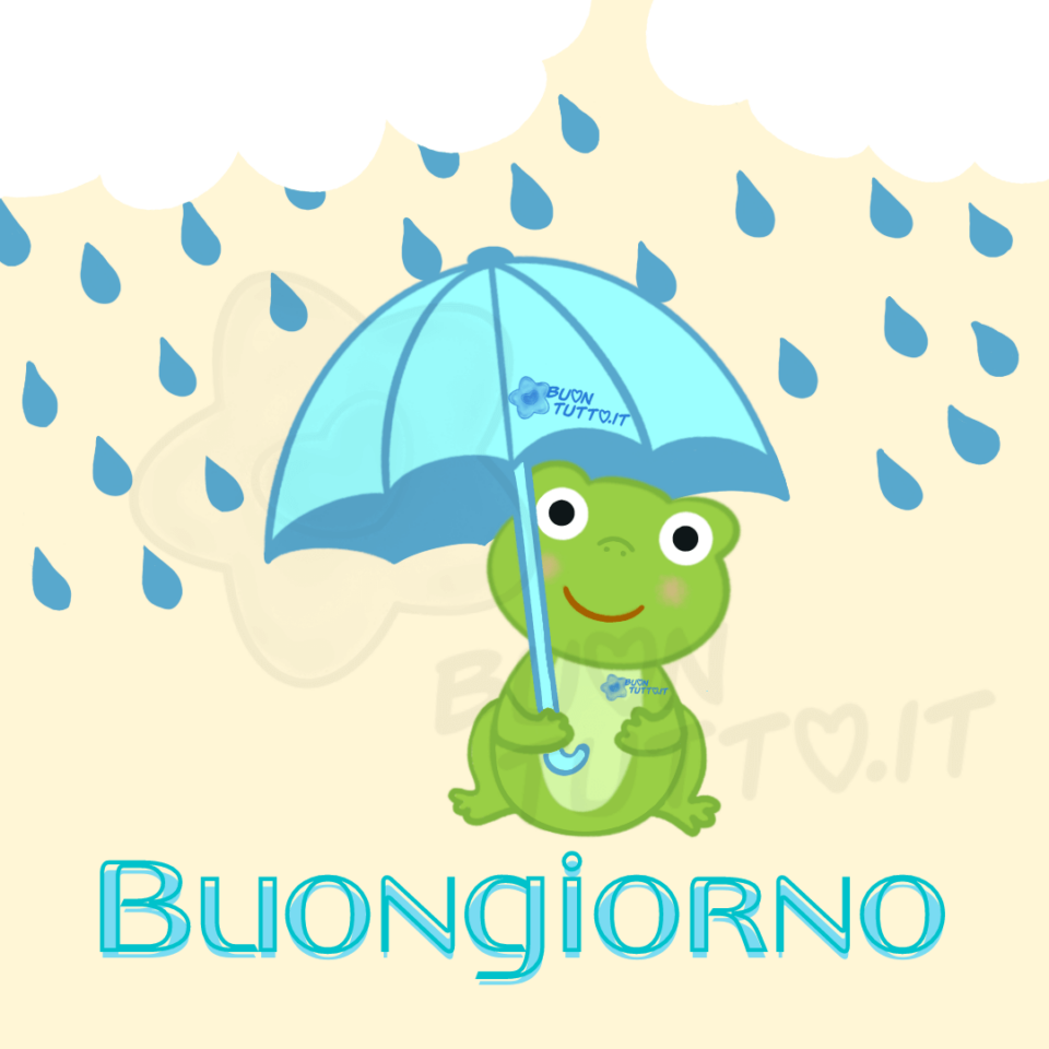 immagine-di-ranocchio-sorridente-con-ombrello-buongiorno-con-la-pioggia-buontutto un simpatico disegno di un ranocchietto che tiene un ombrello dalle tinte azzurre sotto la pioggia una raccolta di nuove bellissime Immagini di Buongiorno con la pioggia da scaricare gratis e condividere con amici parenti gruppi tramite WhatsApp Facebook Twitter Pinterest Telegram Instagram autore buontutto.it
