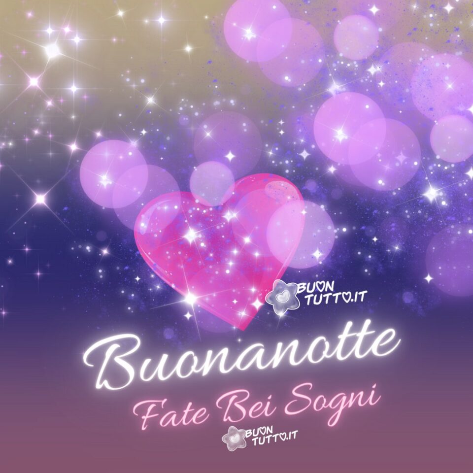 un cielo stellato che trasmette la bellezza dell'universo con al centro un cuore rosa sfumato luminosissimo per augurare buonanotte fate bei sogni una raccolta di nuove bellissime Immagini di Buonanotte da scaricare gratis e condividere con amici parenti gruppi tramite WhatsApp Facebook Twitter Pinterest Telegram Instagram create da buontutto.it