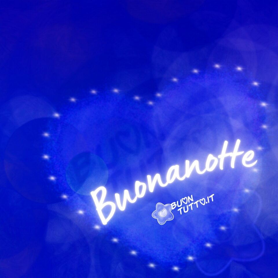 grande-cuore-contornato-da-stelle-buonanotte-autore-buontutto su uno sfondo suggestivo di colore blu con un cuore il cui contorno è formato da tante piccole luci per augurare la buonanotte alle persone speciali immagini di buonanotte da scaricare gratis e condividere con amici parenti gruppi tramite WhatsApp Facebook Twitter Pinterest Telegram Instagram create da buontutto.it