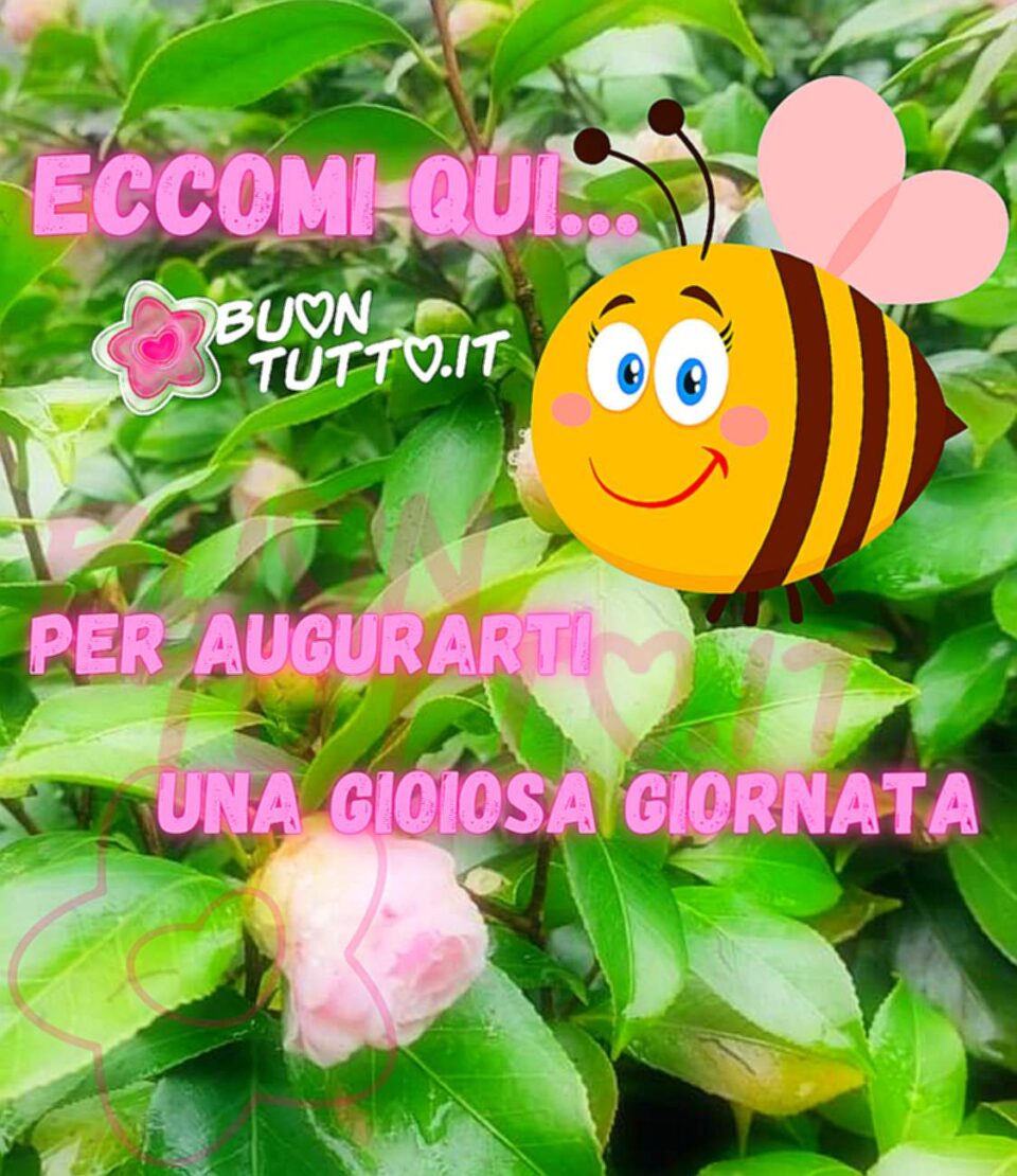 immagine-buongiorno-primaverili-fiori-apina-sorridente-eccomi-qui-per-augurarti-una-gioiosa-giornata-buontutto foto di una pianta di boccioli di peonia dalle sfumature rosa e sopra c'è disegnata una simpatica apina con dei grandi occhi di colore celeste con un sorriso esclama, Eccomi qui... per augurarti una gioiosa giornata! Una raccolta di nuove bellissime, uniche immagini di Buongiorno Primaverili da scaricare gratis e condividere con amici parenti gruppi tramite WhatsApp Facebook Twitter Pinterest Telegram Instagram autore buontutto.it Immagini Buongiorno Primaverili