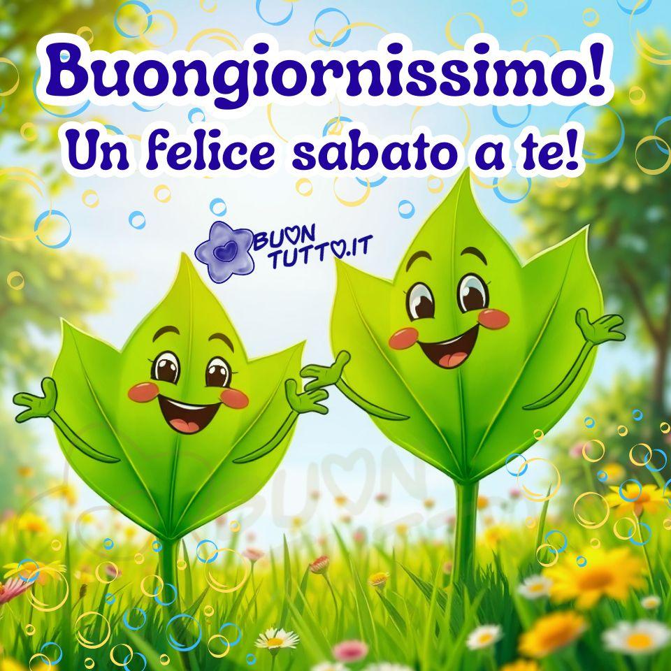 buon-felice-sabato-immagini-gratis-da-scaricare-condividere-buongiorno-foglioline-sorridenti-prato-fiorito-buongiornissimo-colorate-positive-cartoon-buontutto