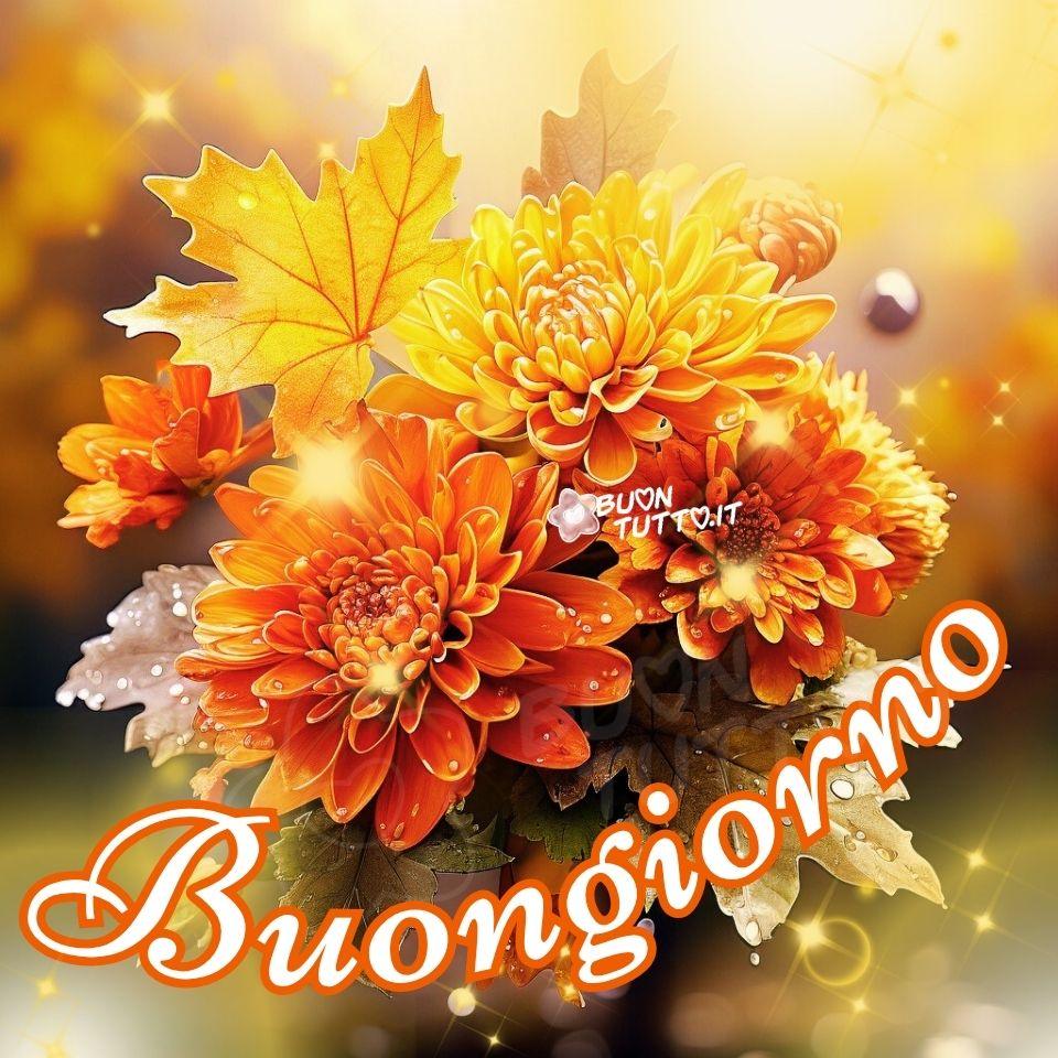 immagini-buongiorno-con-i-fiori-bouquet-dalie-foglie-autunnali-colori-caldi-elegante-bellissima-scaricare-gratis-buontutto