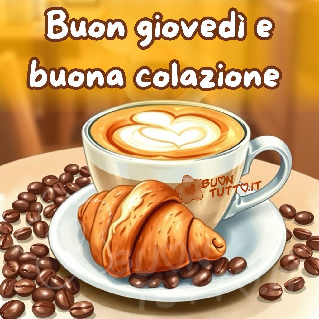 immagini-di-buon-giovedi-buona-colazione-cappuccino-cremoso-cornetto-delizioso-chicchi-caffe-calda-bellissima-scaricare-gratis-buontutto