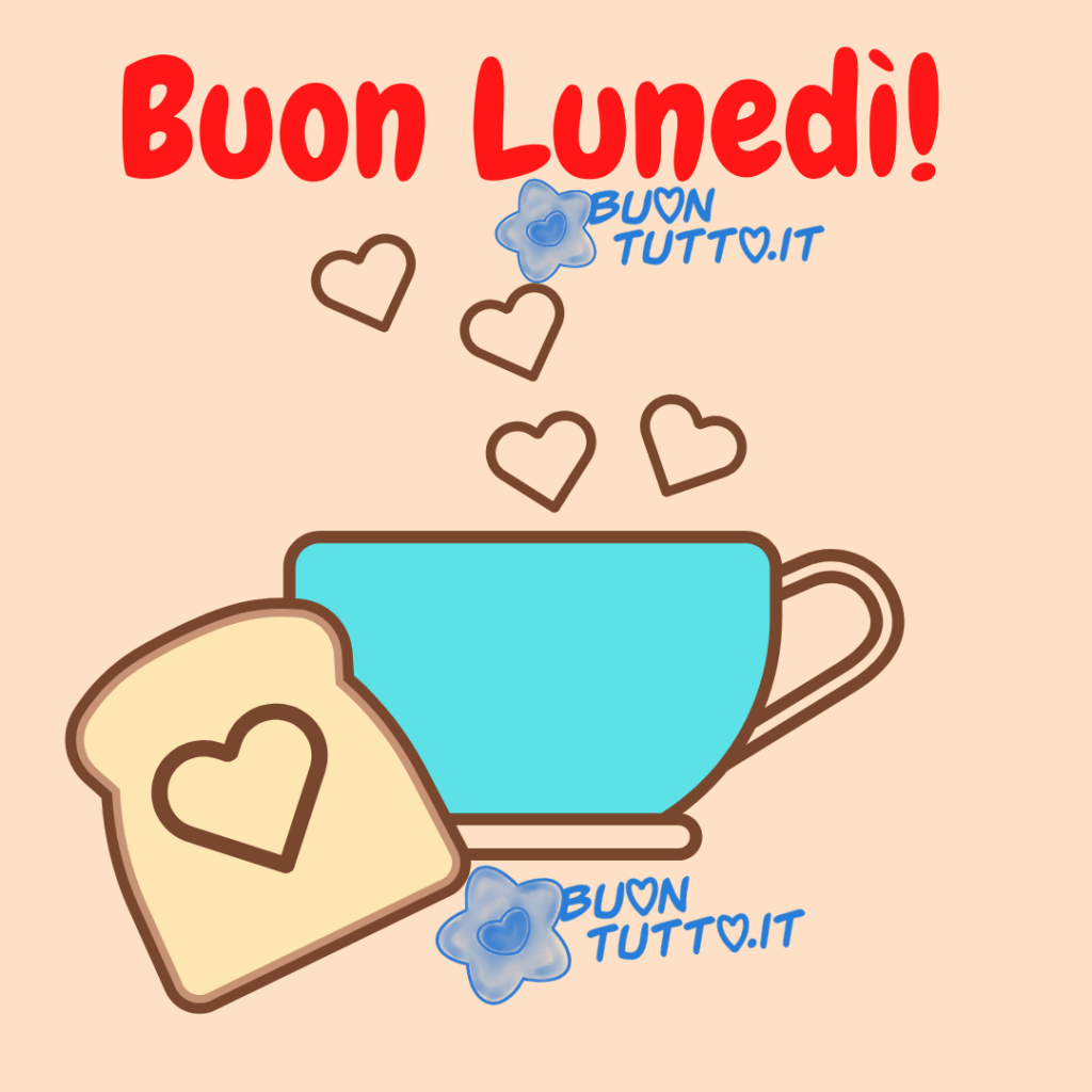 immagini-di-buon-lunedi-bellissima-disegno-tazza-latte-fetta-pane-tostato-cuori-scaricare-gratis-buontutto un dolce disegno con sfondo rosa pastello con una tazza di latte di colore celeste brillante con dei cuori rosa dai contorni marroncini che salgono in alto e una fetta di pane tostato con al centro un cuore per un buon lunedì da scaricare gratis e condividere con amici parenti gruppi tramite WhatsApp Facebook Twitter Pinterest Telegram Instagram autore buontutto.it