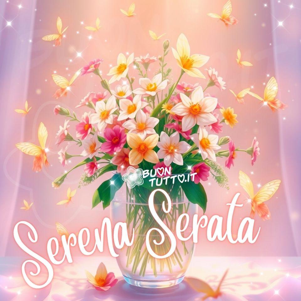 immagini-di-buona-serena-serata-bellissima-vaso-fiori-farfalle-luminose-colorati-sognante-accogliente-elegante-scaricare-gratis-buontutto