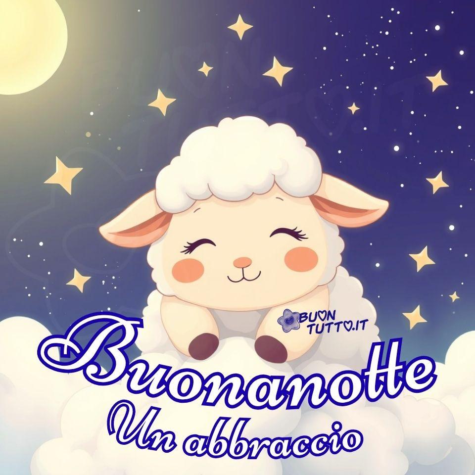 immagine-buonanotte-abbraccio-dolcissima-pecorella-sorridente-affettuosa-nuvoletta-cielo-stellato-luna-piena-bellissima-scaricare-gratis-buontutto