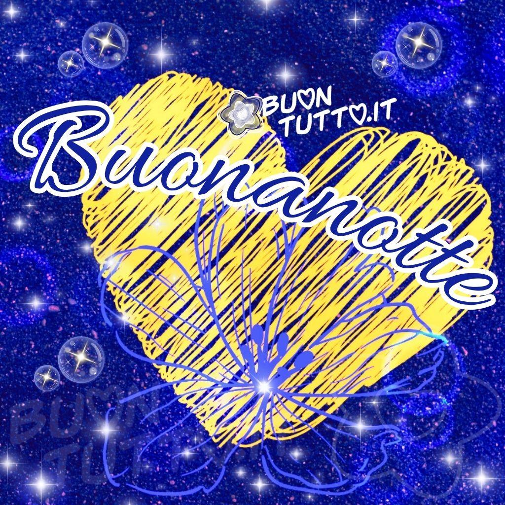 immagini-di-buonanotte-cuore-giallo-fiore-stilizzato-fiabesca-cielo-stellato-incantata-bellissima-scaricare-gratis-buontutto