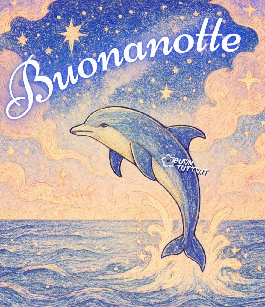 immagini-di-buonanotte-disegno-delfino-mare-cielo-notturno-stellato-romantica-elegante-bellissima-scaricare-gratis-buontutto