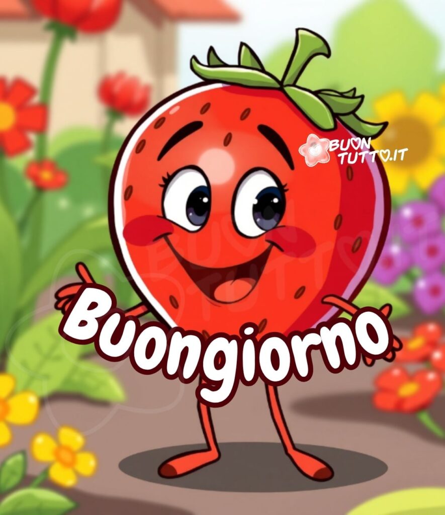 immagini-di-buongiorno-fragola-animata-simpatica-sorridente-fiori-cartoon-bellissima-scaricare-gratis-buontutto