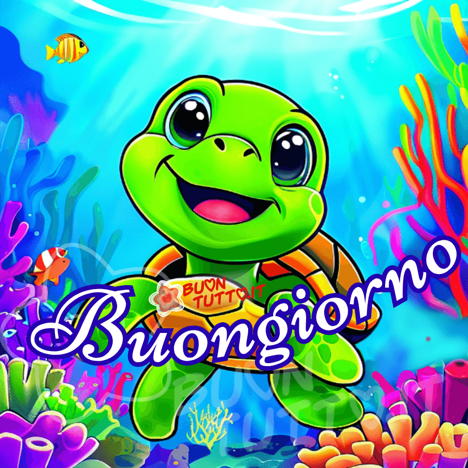 immagini-di-buongiorno-tartaruga-mare-fondale-marino-pesci-simpatica-cartoon-colorata-bellissima-scaricare-gratis-buontutto