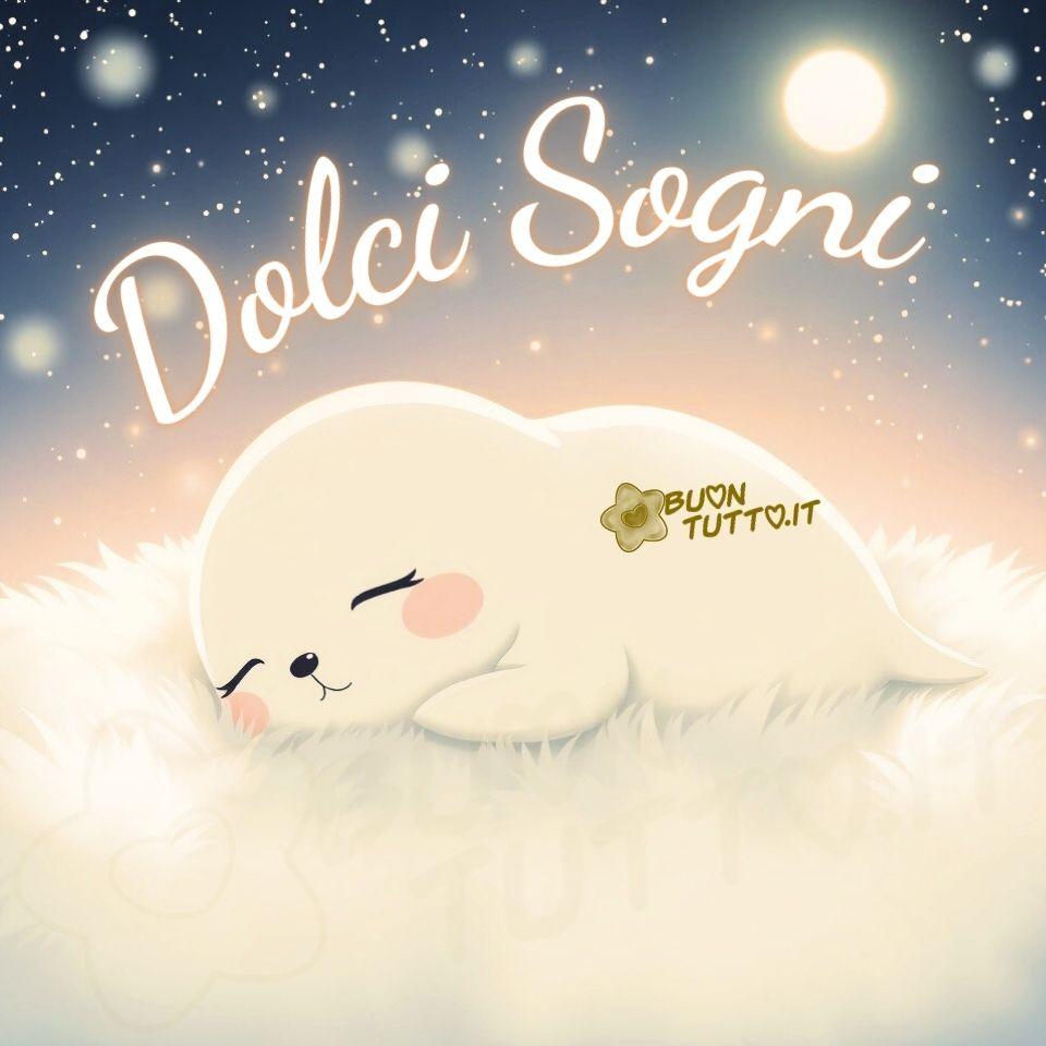 immagini-di-buonanotte-dolci-sogni-carinissima-dolcissima-cucciolo-foca-bianca-bellissima-dorme-serenamente-cartoon-scaricare-gratis-buontutto